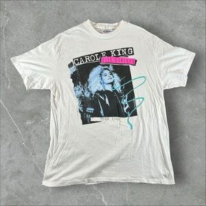 Vintage Carole King Shirt Mens XL White 1989 80s City Streets Band Tee Hanes Tag